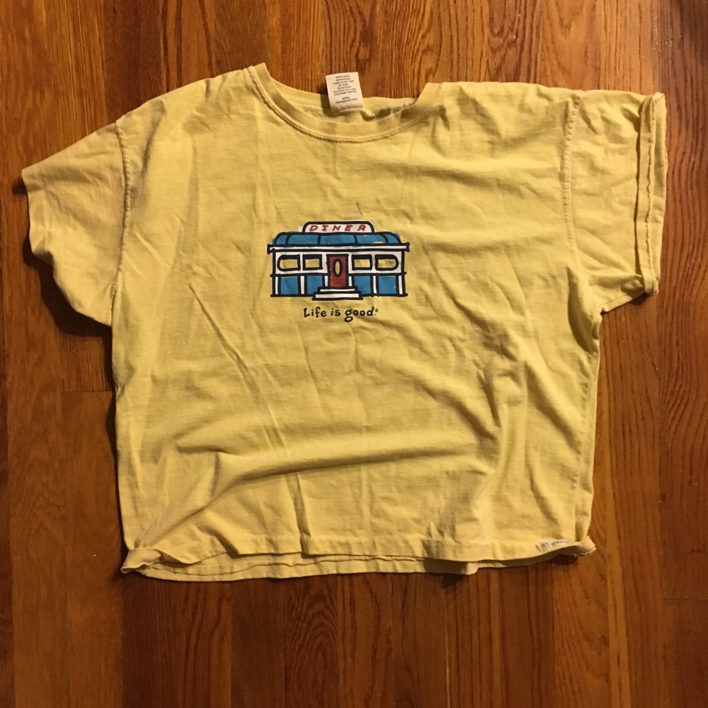 Life is Good yellow crop top